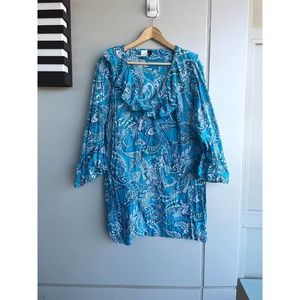 RALPH LAUREN blue cotton paisley dress
